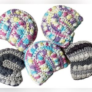 Handmade Crochet Rattle Lot Of 5 Rainbow Bobbles Crib Toy Baby Shower Gifts